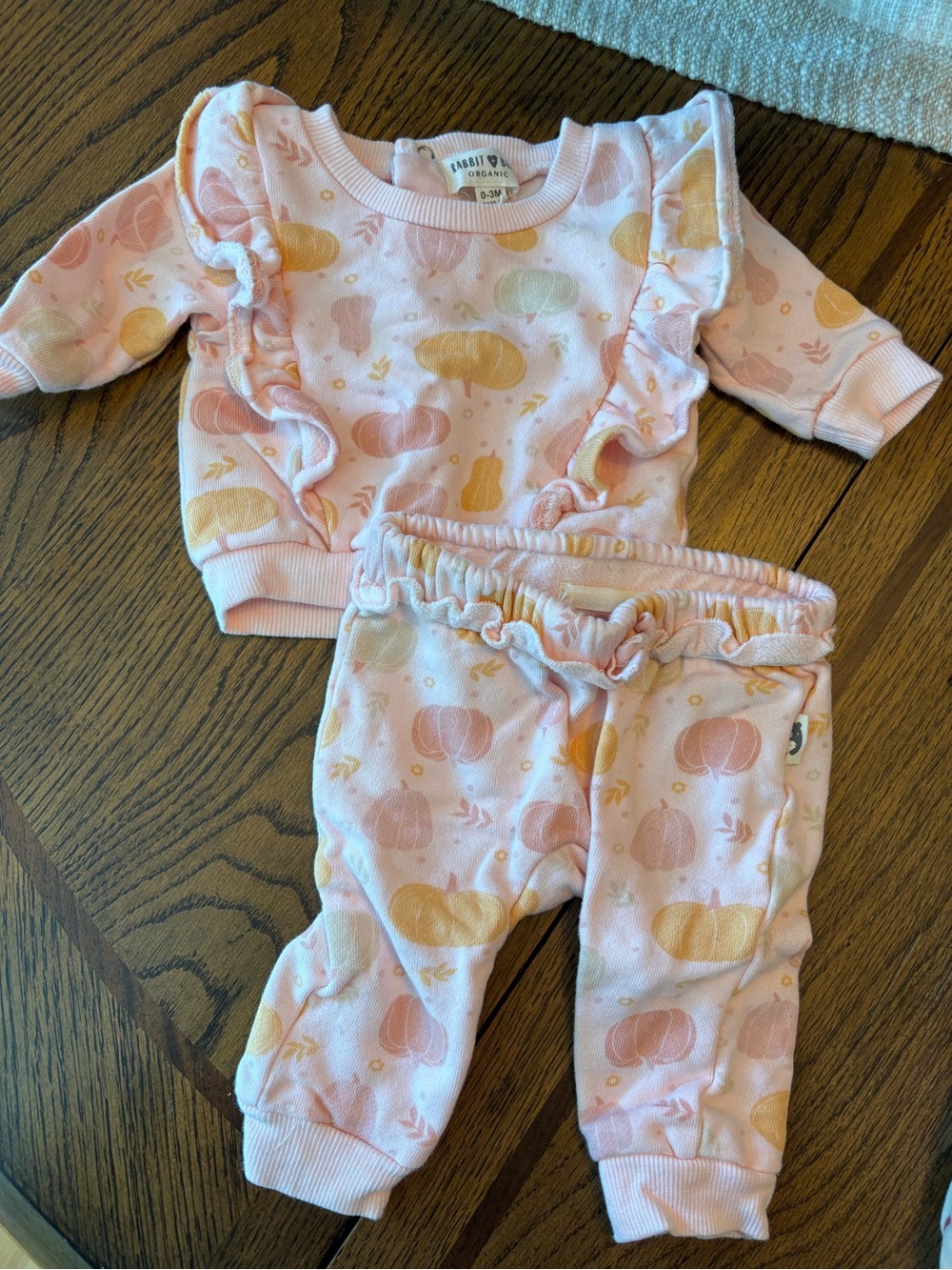 Rabbit Pink and Gold Pumpkin Ruffle Kids Pajama Set